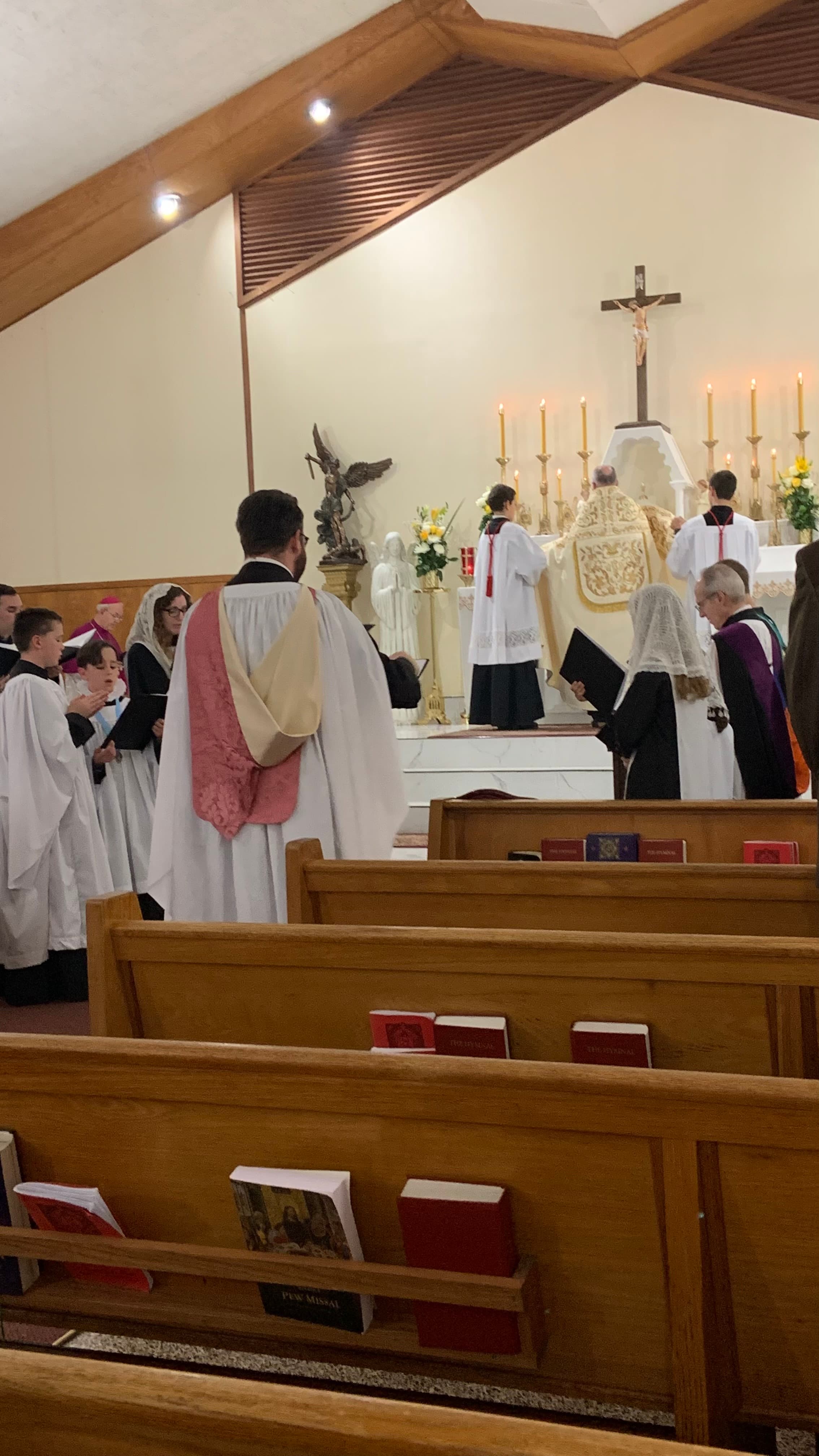 Troop fathers and families gathered outdoors for Burgers, Beer and Breviary