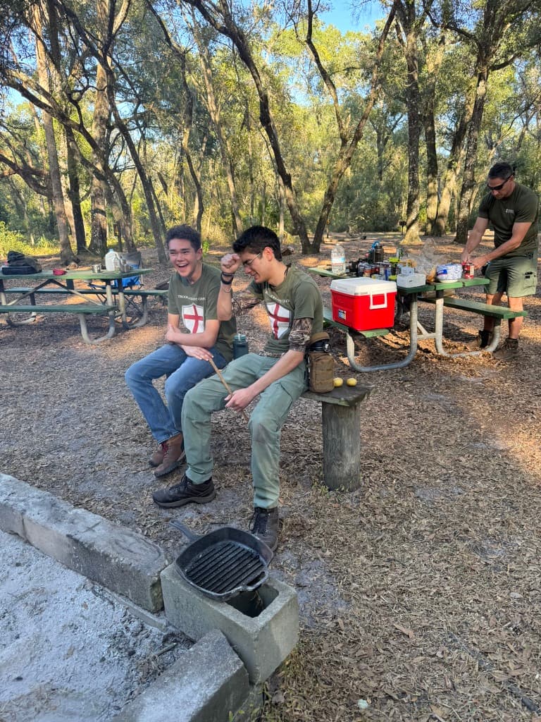 Troop 51 boys at a campsite