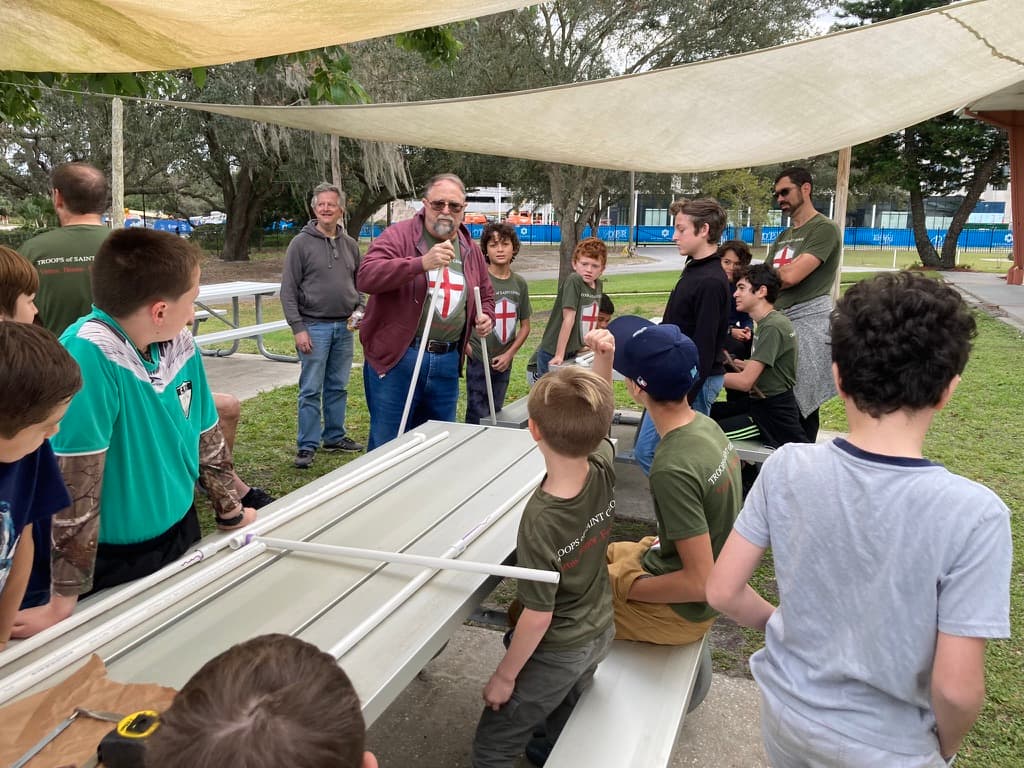 Troop 51 gathered for outdoor skills instruction